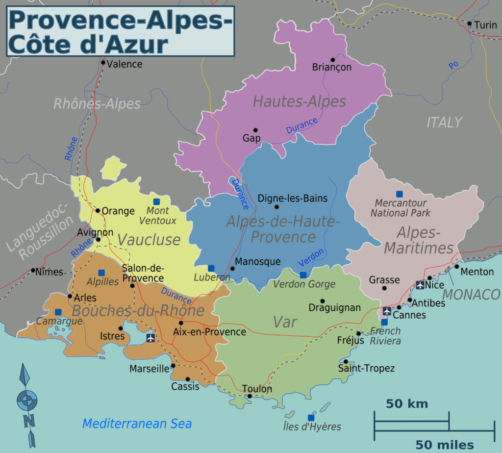 map of Luberon in heart of Provence