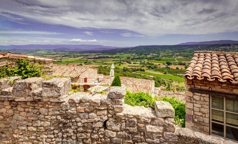 stone village with views of Luberon valley in Provence
