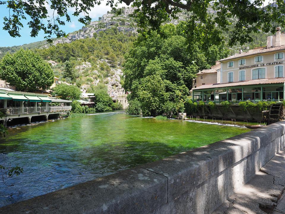 green water under tree in from natural springs in villages in Luberon Provence