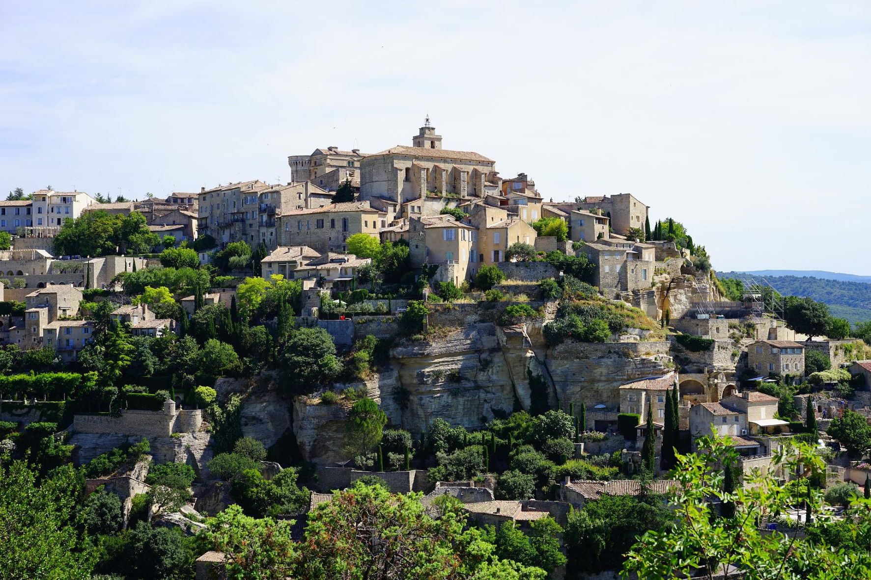 Gordes, hilltop village made of white limestone in Luberon