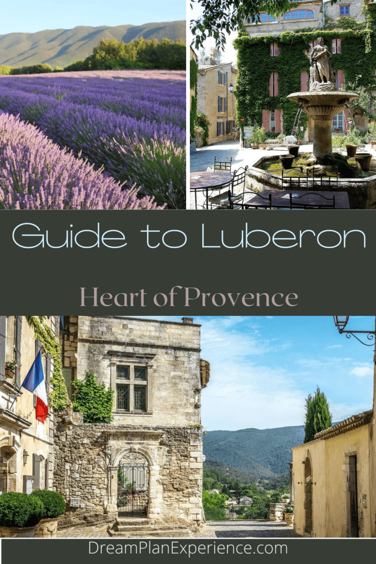lavender, fountain, village in Luberon in Provence