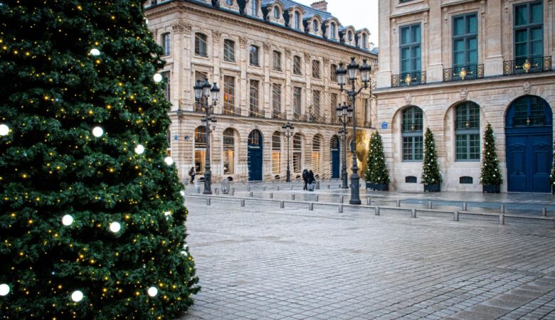 christmas tree and lights in paris