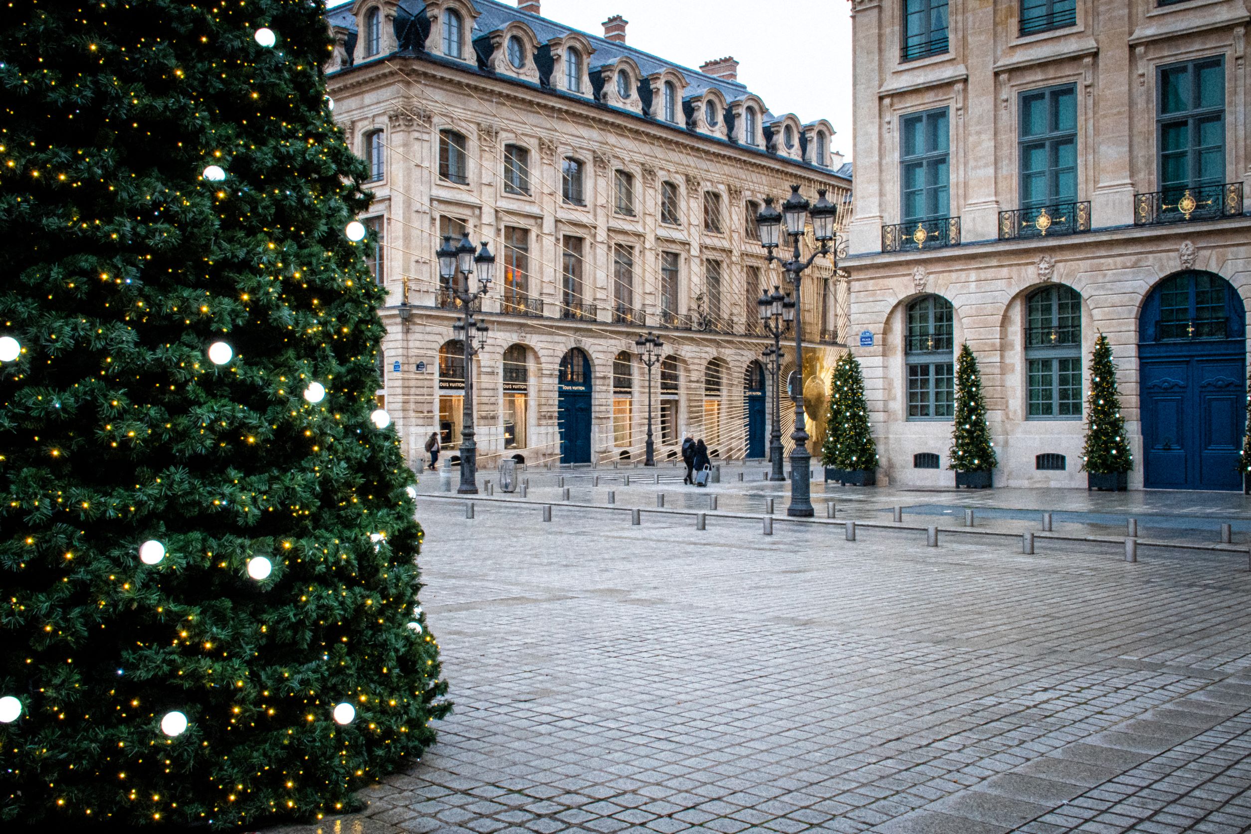 christmas tree and lights in paris