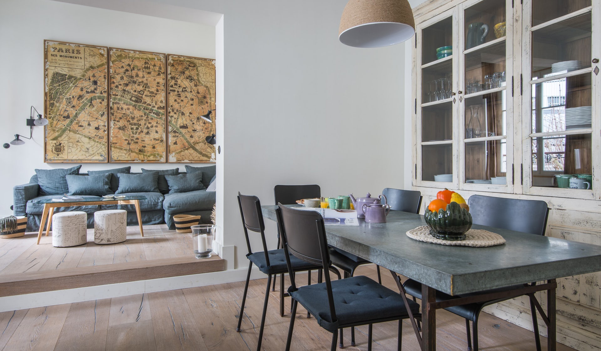 Paris apartment with table chairs