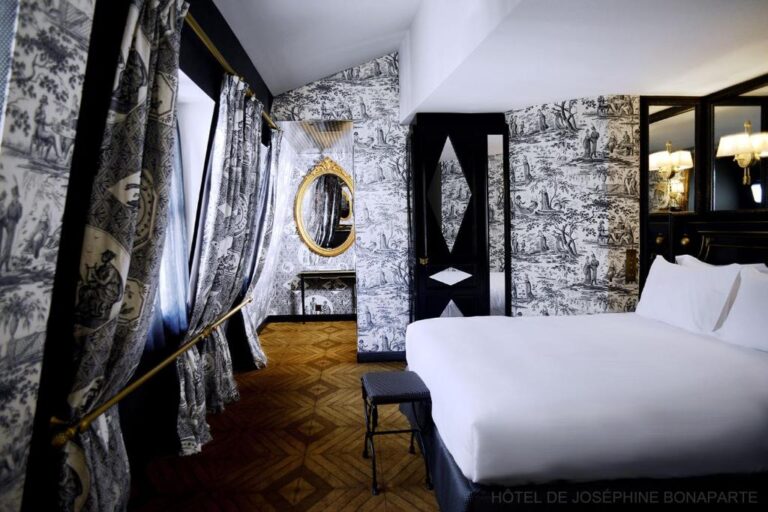 hotel room in Paris in black and white interiors