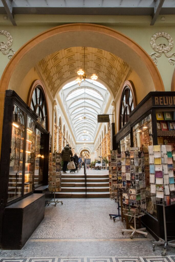 Glass curved ceiling in one of the covered passages in paris