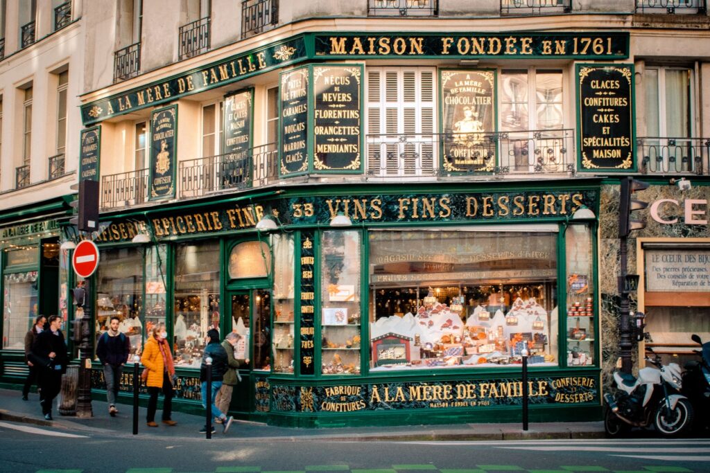 Storefront of Paris bakery on one of the best streets in paris