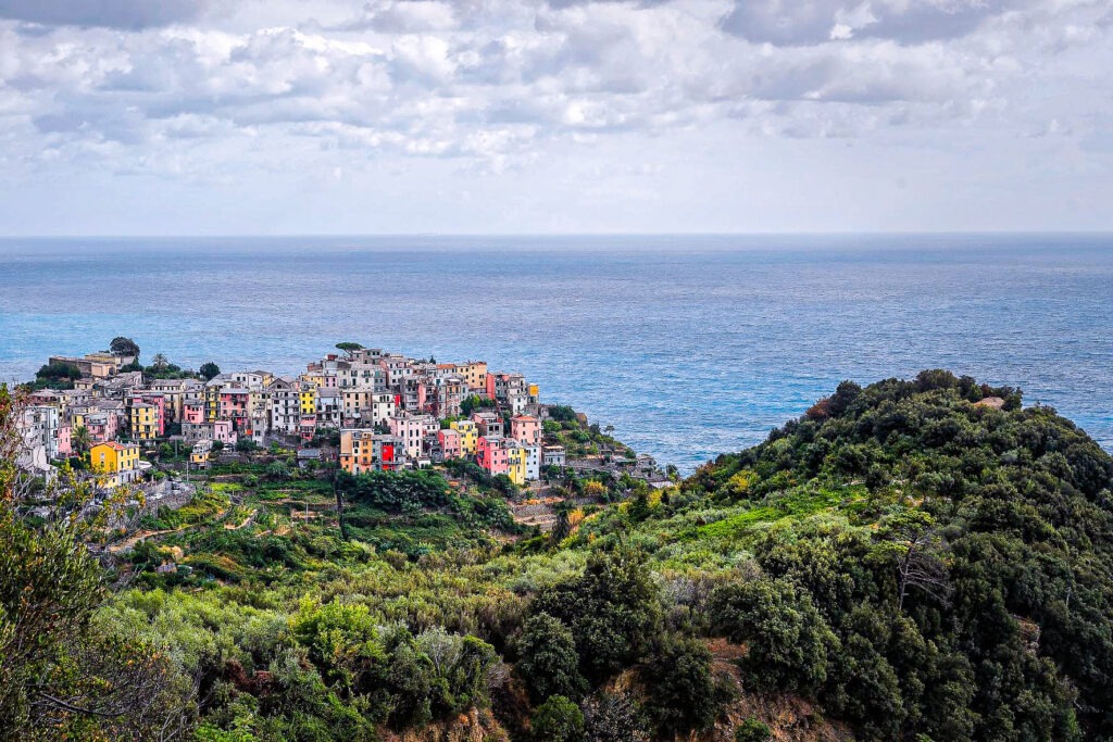 cliff with houses on sea in Cinque Terre 