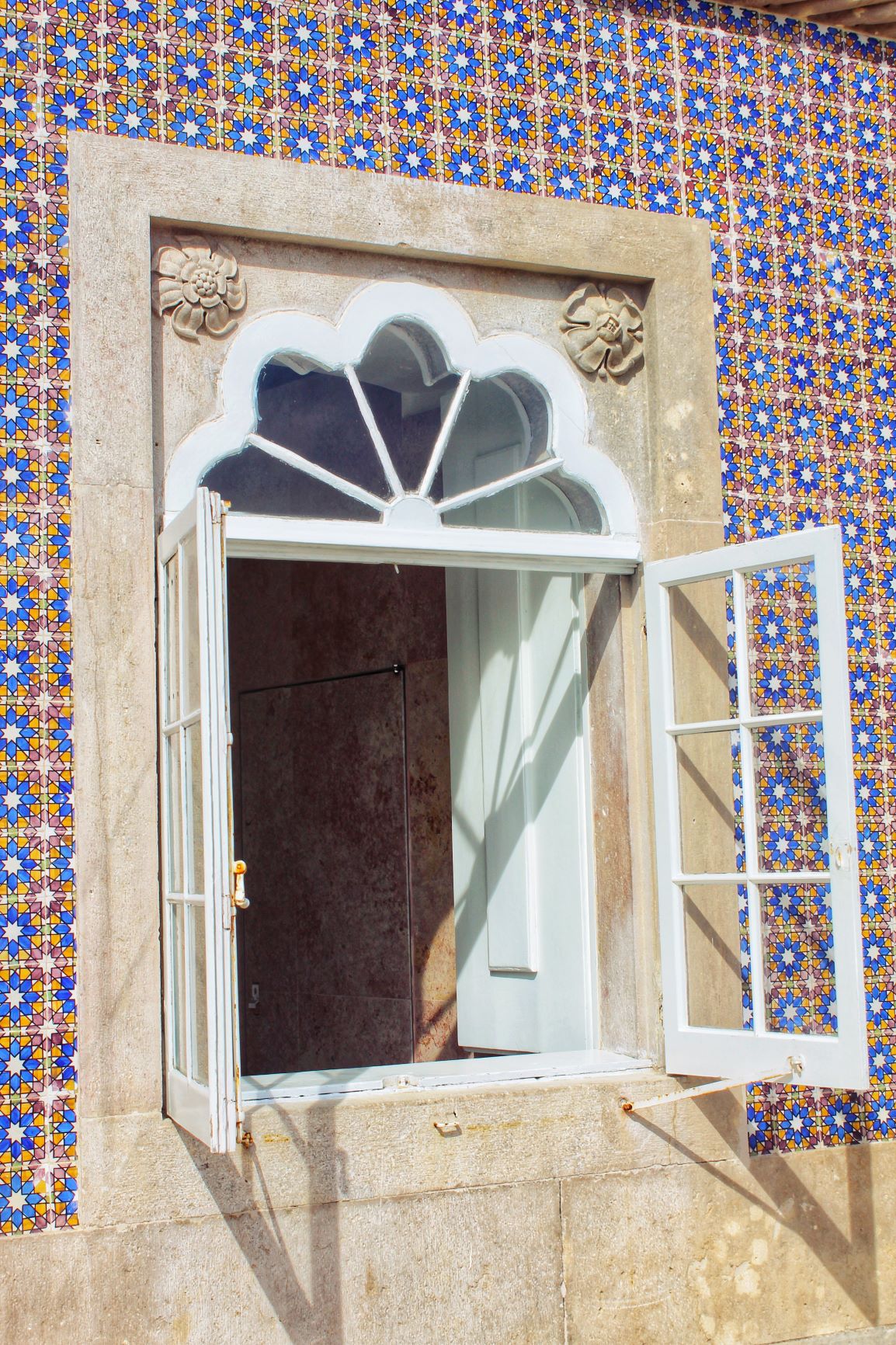 open window with tiles at Pena Palace Sintra