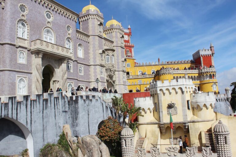 purple, yellow and red palace atPena Palace Sintra