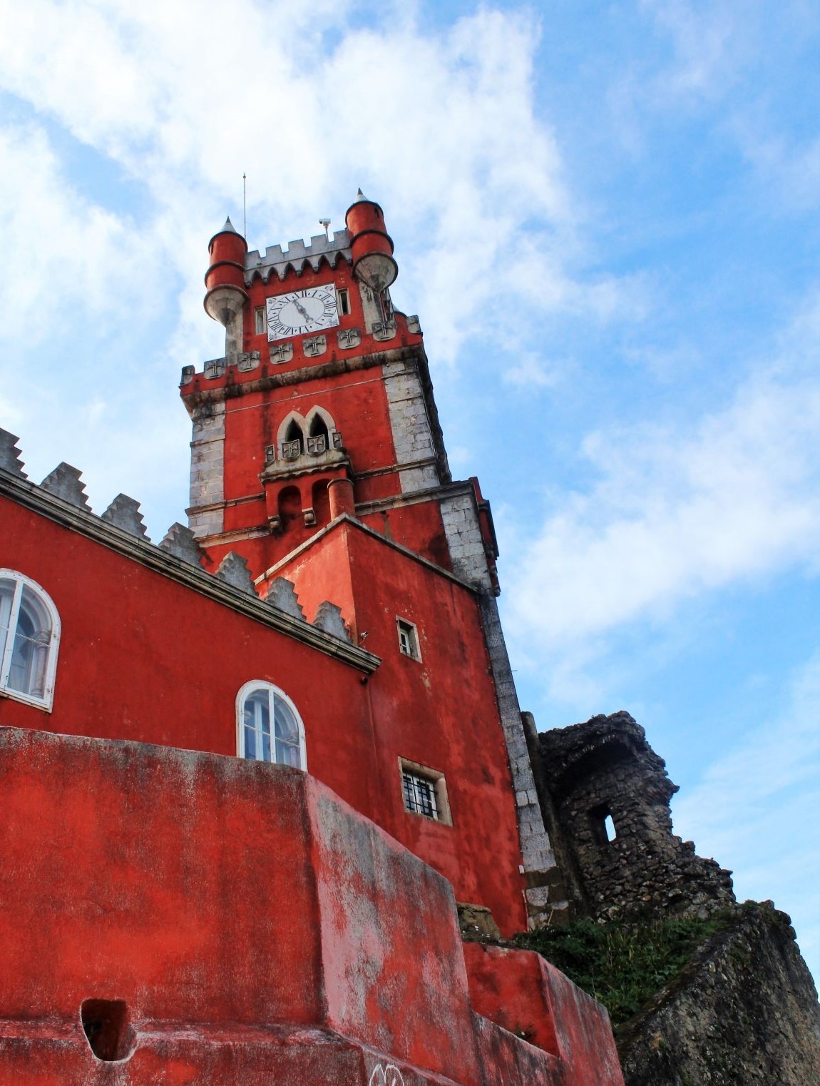 red clock tower at Pena Palace Sintra