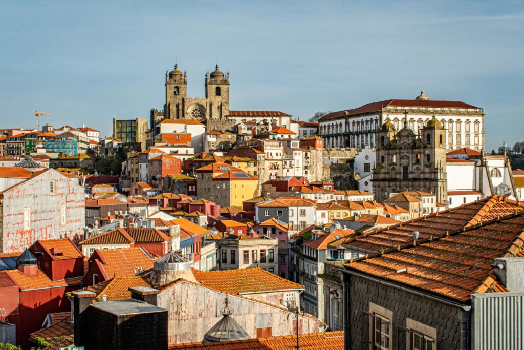red rooftops church in porto