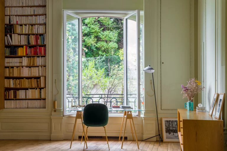 window with desk and books
