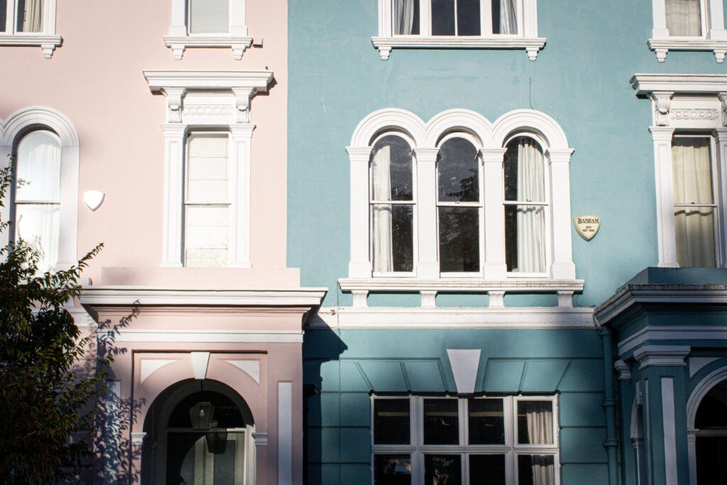notting hill activities include admiring the pink and blue houses