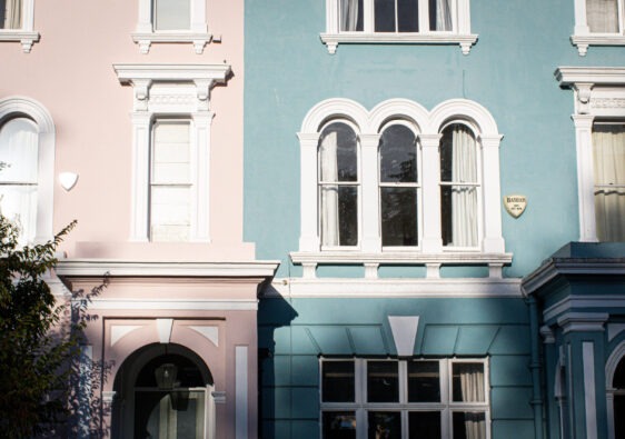 pink and blue house in notting hill